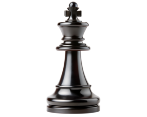 Black chess king piece isolated on transparent background