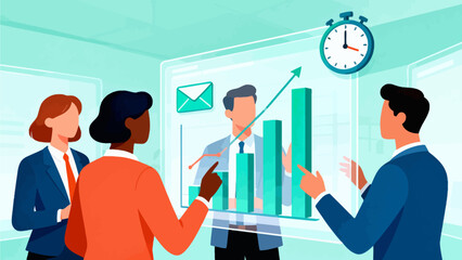 Business team reviewing data chart