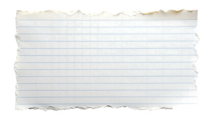 Blank Lined Paper with Torn Edges Isolated on White Background.