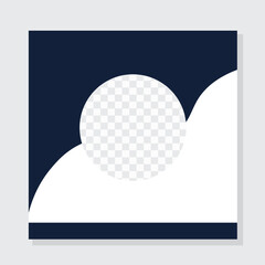 Professional social media post template with modern navy and white geometric design. Features a circular image placeholder, ideal for branding, quotes, promotions, and digital marketing content.
