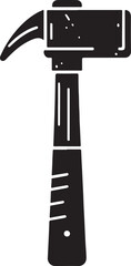 Black silhouette of a stylized hammer with a thick handle