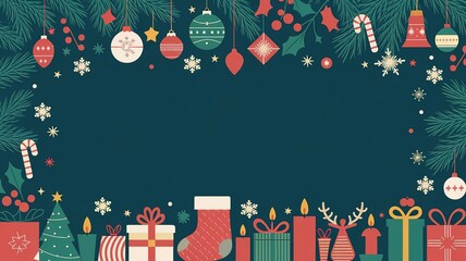 hires for Christmas background and presentation 16 9 size with items and decoration with gifts, accessories and colored balls 