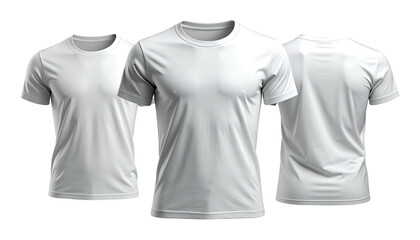Blank white tshirt mockup front back and side view.