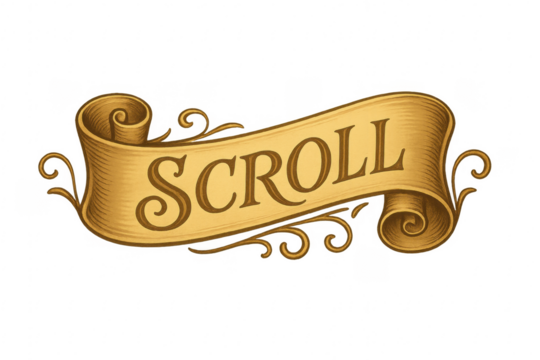 Vintage scroll parchment banner with ornate decoration