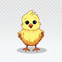 Cute cartoon chick with big eyes and fluffy texture. Perfect for children's designs, Easter promotions, farm animal themes, mobile games, and playful digital illustrations.