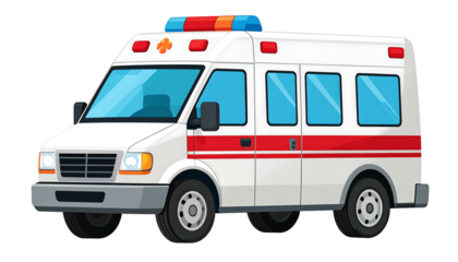 Cartoon Ambulance Vehicle for Emergency Medical Services.