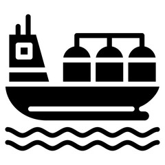 Oil Tanker Ship  Icon Element For Design