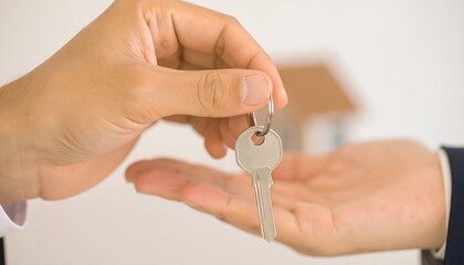 Hands exchanging a house key