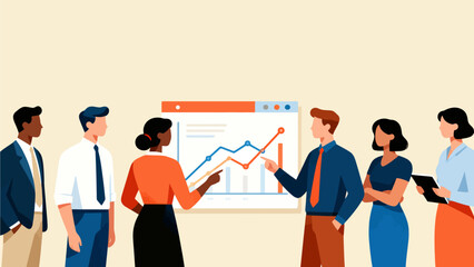 Business team reviewing data chart