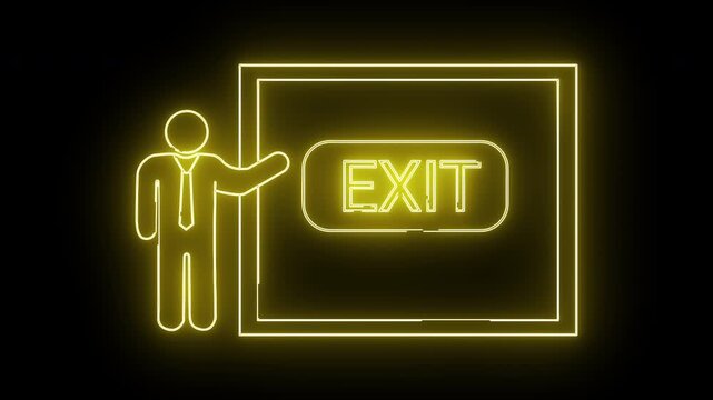 icon of a person presenting on a board and an exit button icon