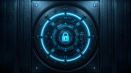 Futuristic AI-Powered Bank Vault with Digital Security Circuits