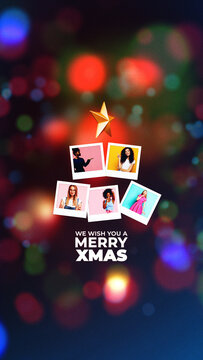 Christmas Tree Instant Pictures Title Animation Vertical | Holiday E-Card with Photo Placeholders