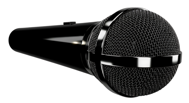 Professional black microphone for recording vocals and audio.
