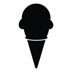 Classic black silhouette of a delicious ice cream cone perfect for summer treats and desserts silhouette