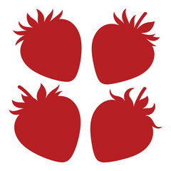 Four vibrant red strawberry silhouettes perfect for culinary designs and fresh fruit graphics silhouette