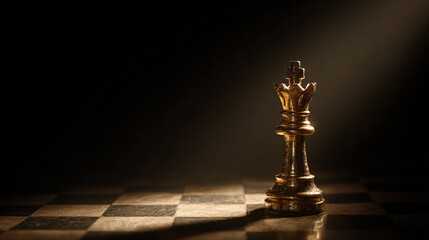 Glowing holographic chess king standing tall among pawns on futuristic digital board, concept of leadership in technology.