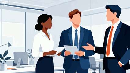 Business team discussing documents in office