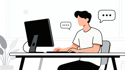 Person using computer at desk