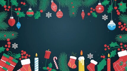 hires for Christmas background and presentation 16 9 size with items and decoration with gifts, accessories and colored balls 