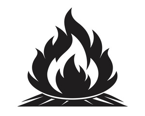 Campfire silhouette illustration isolated on white background