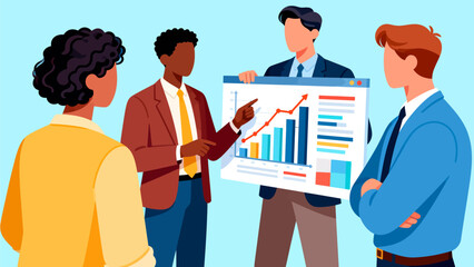 Business team reviewing data charts