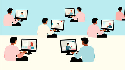 People using computers for video calls