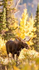 Moose in autumnal forest