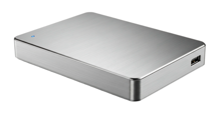 Sleek Silver External Hard Drive for Data Storage.