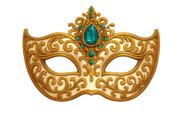 Venetian masquerade mask with gold filigree and emerald jewels