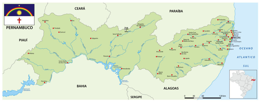 Map of the Brazilian state of Pernambuco