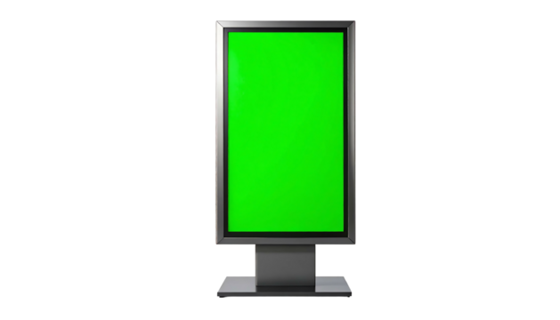 Digital display screen with green background isolated.
