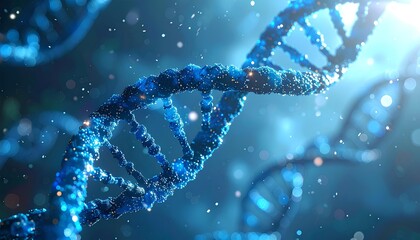Futuristic DNA double helix structure representing human genome mapping and biotechnology innovation, chromosome analysis in medical science laboratory, genetic engineering, biochemistry, molecular