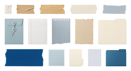 PNG Assorted paper and folder textures, element set on transparent background