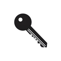 Black key vector icon graphic symbol representing security, access, solution, success, and property concepts. isolated PNG with Transparent Background