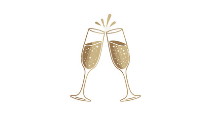 Cheers with two champagne glasses.