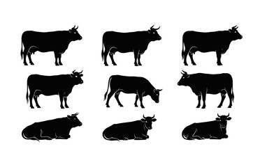Cattle Silhouettes: A striking composition showcases a collection of stylized cattle silhouettes, embodying the strength and presence of these farm animals.