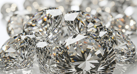 Brilliant Faceted Diamonds: Luxury Jewels, Precious Stones, and Sparkling Gemstone Brilliance