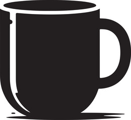 Simple black silhouette of a classic ceramic coffee mug with a handle