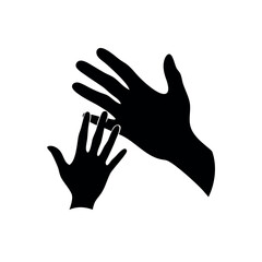 Obraz premium Child hand holding adult hand love and care Vector illustration