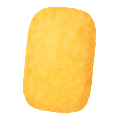 A golden crispy hash brown with a soft texture, painted in a warm watercolor style on a plain white background.