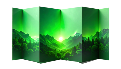 Green Mountain Landscape Accordion Book Art.