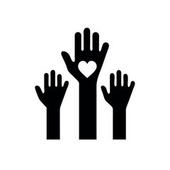 Obraz premium Raised hands with hearts symbol of support and unity Vector illustration