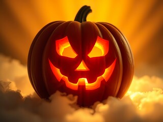 Spooky Halloween Pumpkin in Candlelight