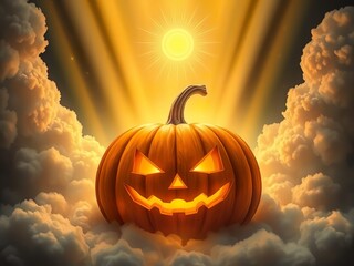 Spooky Halloween Pumpkin in Candlelight