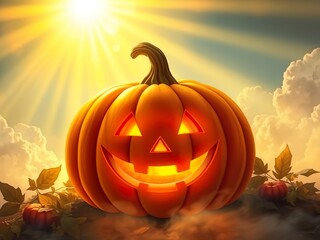 Spooky Halloween Pumpkin in Candlelight