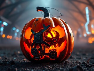 Cozy Halloween Pumpkin Decor at Night