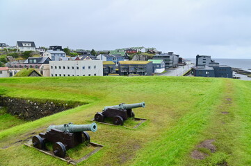 Historic Skansin Fortress in Torshavn Harbor, Faroe Islands