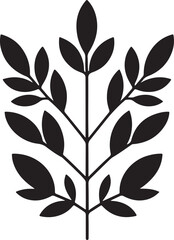 Simple black silhouette of a branch with oval shaped leaves