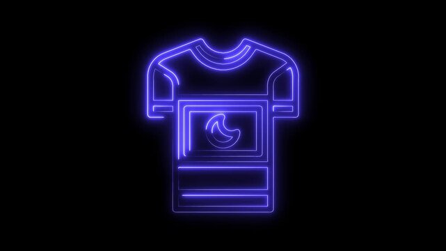 Glowing neon t shirt design animation on black background apparel design element