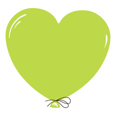 Flying heart shaped air balloon with string hand drawn illustration, isolated vector on transparent. Flat design. Birthday celebration, festival, carnival, party, anniversary clip art, element